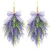 Simulated Artificial Lavender Bow Wall-mounted Purple Home Door Hanging with Green Plant Decoration On The Door Header