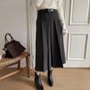 Lizhiqi Women's Woolen A-Line Pleated Midi Skirt - 2024 Winter Collection, High Waist, Slimming Fit