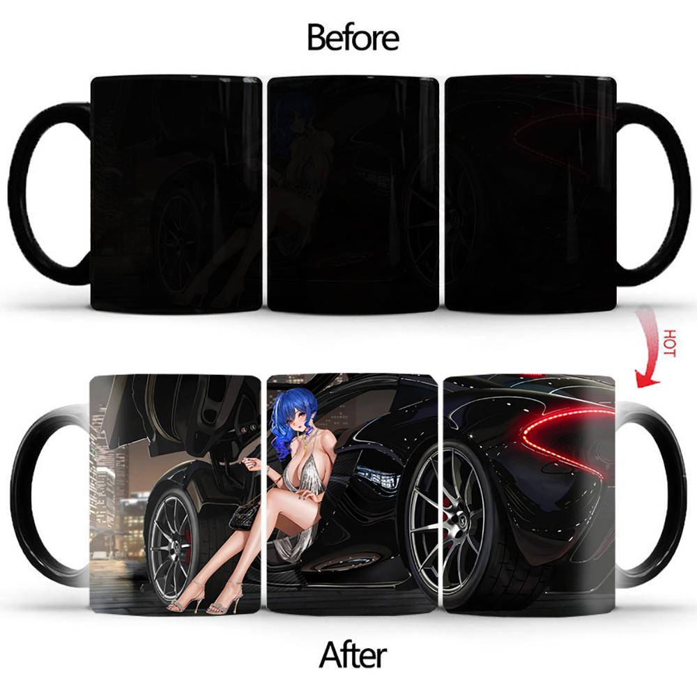Sexy Girl Car Coffee Mug BSKT-126 Color Change Mugs Sublimation Tumblers Discoloration Cups Ceramic Cup Drinkware Free Shipping