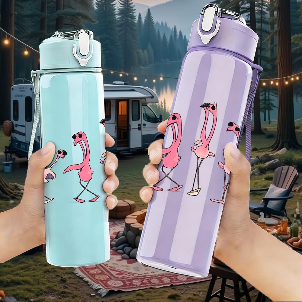 1PC Ballerina Ballet Shoes Silhouette Print 750ml Color Plastic Sports Water Bottle Leakproof Flip Straw Lid Suitable for Sports Office Home Use