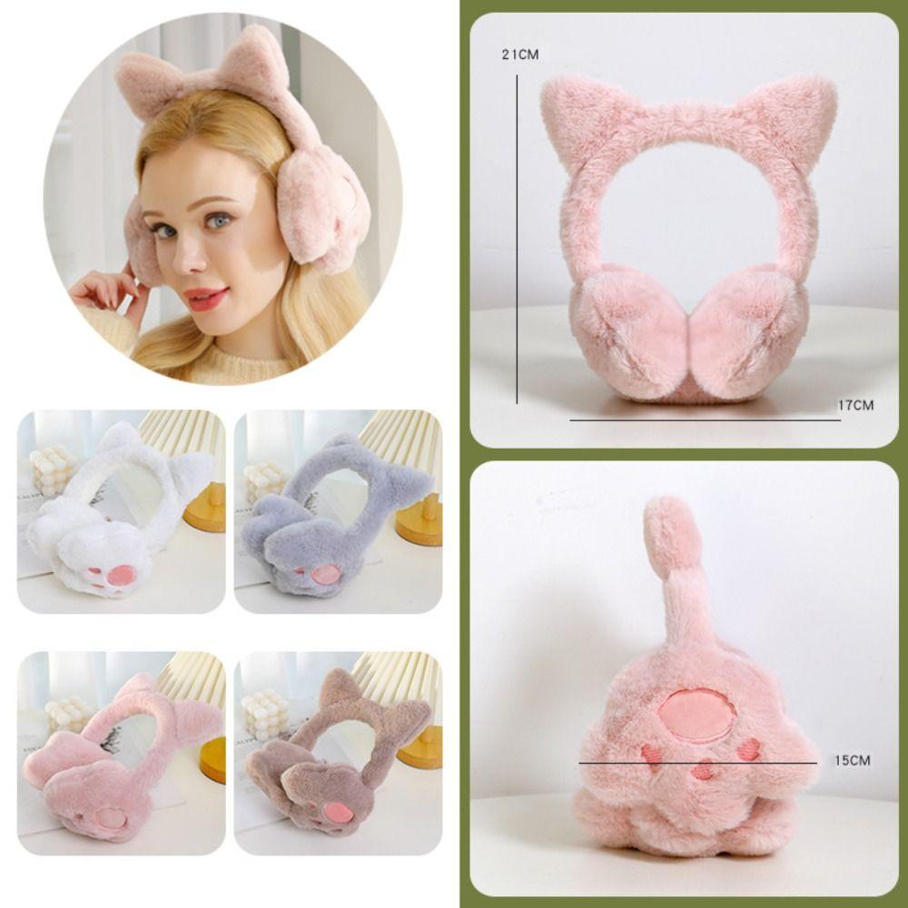 Cute Cat Claw Design Warm Ear Muffs Cartoon Foldable Design Cat Claw Earmuffs Thickened Cartoon Pattern