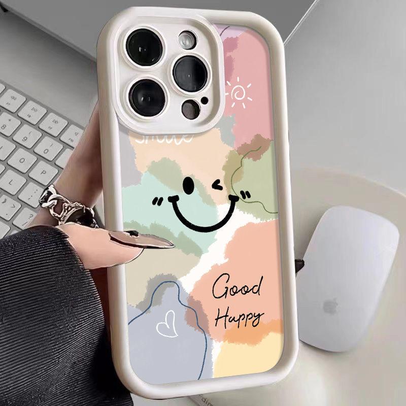Smudge Smiley Face iPhone17Promax Mobile Phone Case Ladder Is Suitable for Apple 16promax All-inclusive Tianyan 15 Sets.