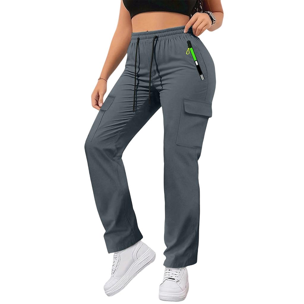 Pantaloni da lavoro da donna con tasche e coulisse, Pantaloni casual, Pantaloni a gamba larga
