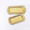 Rectangle-Carved Design Metal Cake Tray With Exquisite Plate Engraving Flower Golden Food Fruit Tray For Home Wedding Decoration