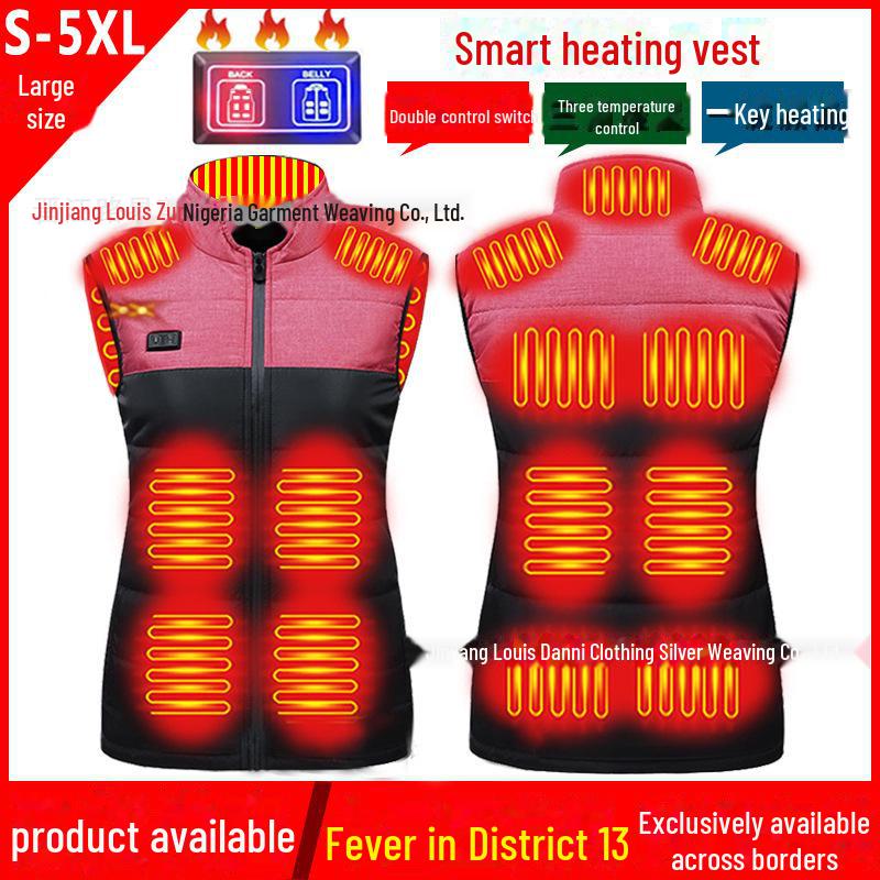 Vestă încălzită USB cu control dublu cu 17 zone - stil cuplu, temperatură constantă