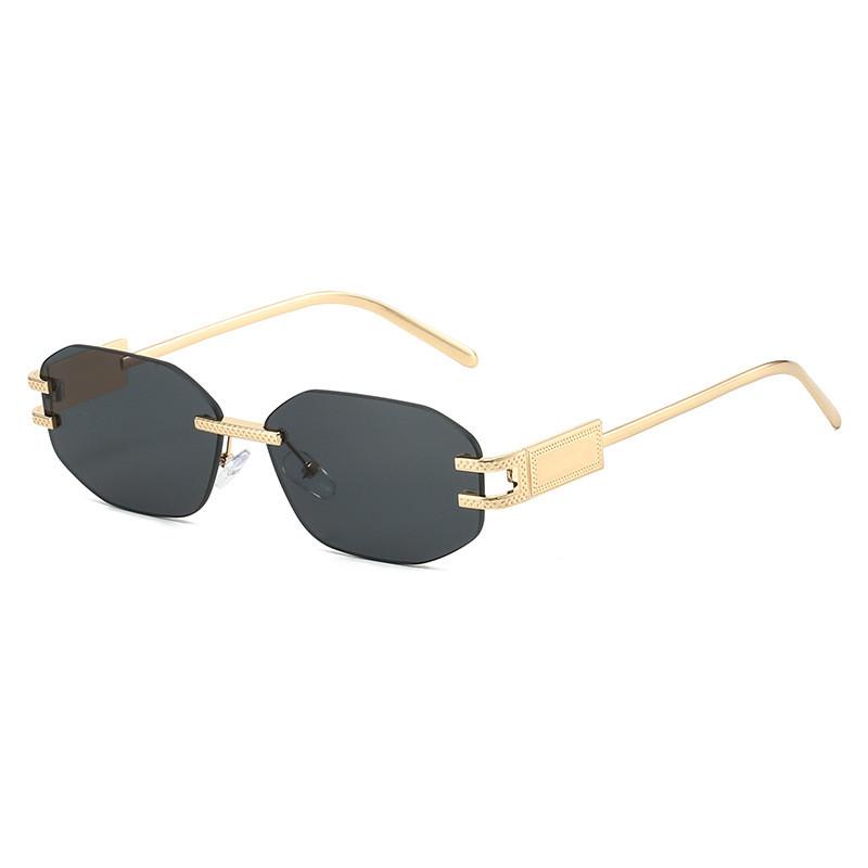Polygon Shape Fashion Sun Glasses With Metal Frame And Black Pc Lenses For Casual Wear And Parties
