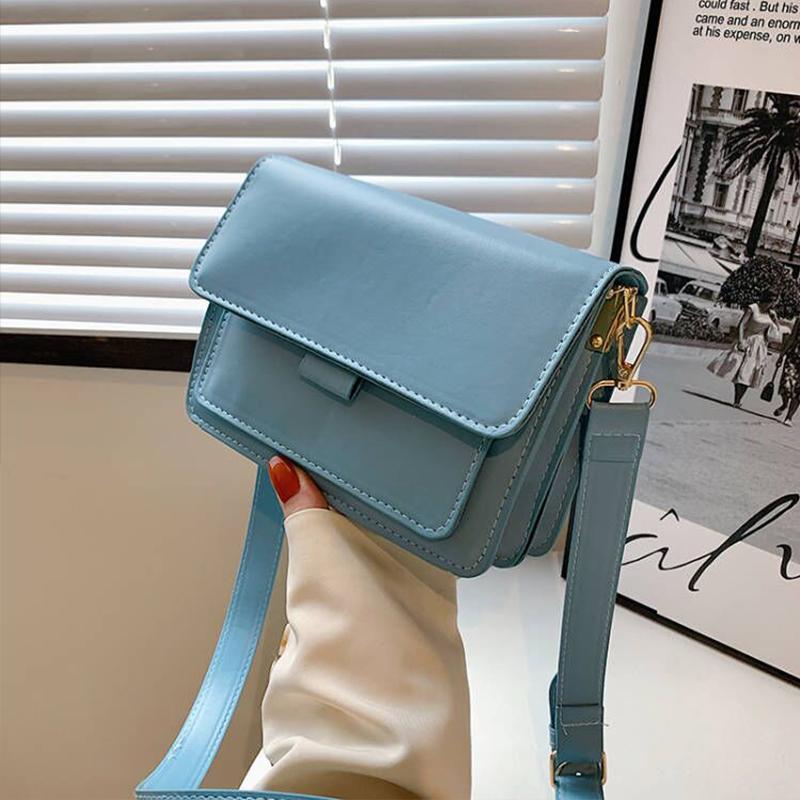 Vintage ramenní taška pro ženy PU kůže Small Square Bag Fashion Crossbody kabelka Nová trendy dámská kabelka vak