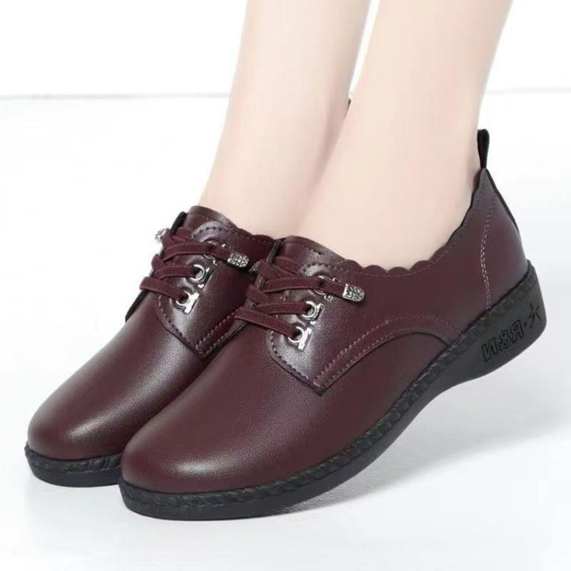 Casual super soft non-slip shoes autumn women's flat bottom shallow mouth single shoes women's small leather shoes