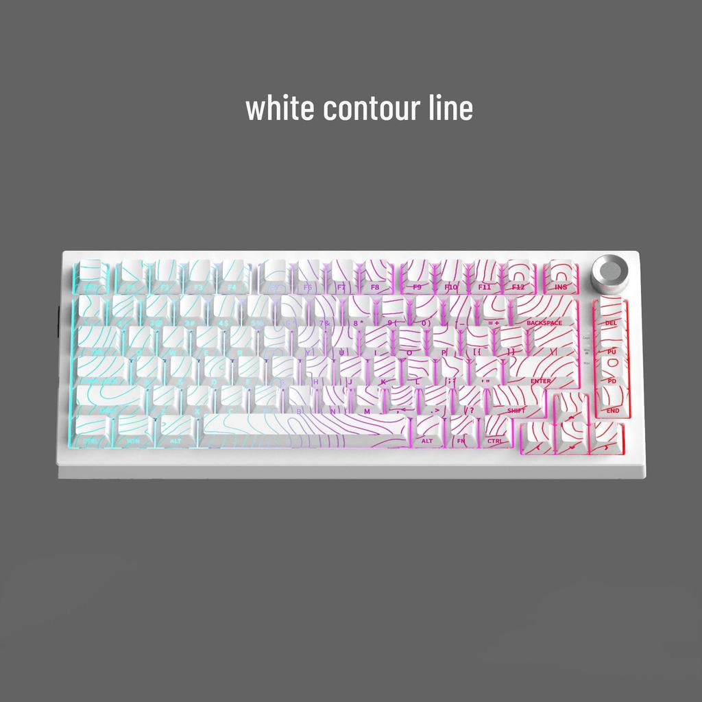 In Stock Three-Mode Wireless Mechanical Keyboard with Wired/Bluetooth Options, Color Blocking, Knob, Hot-swappable Keys, and Side Engravings