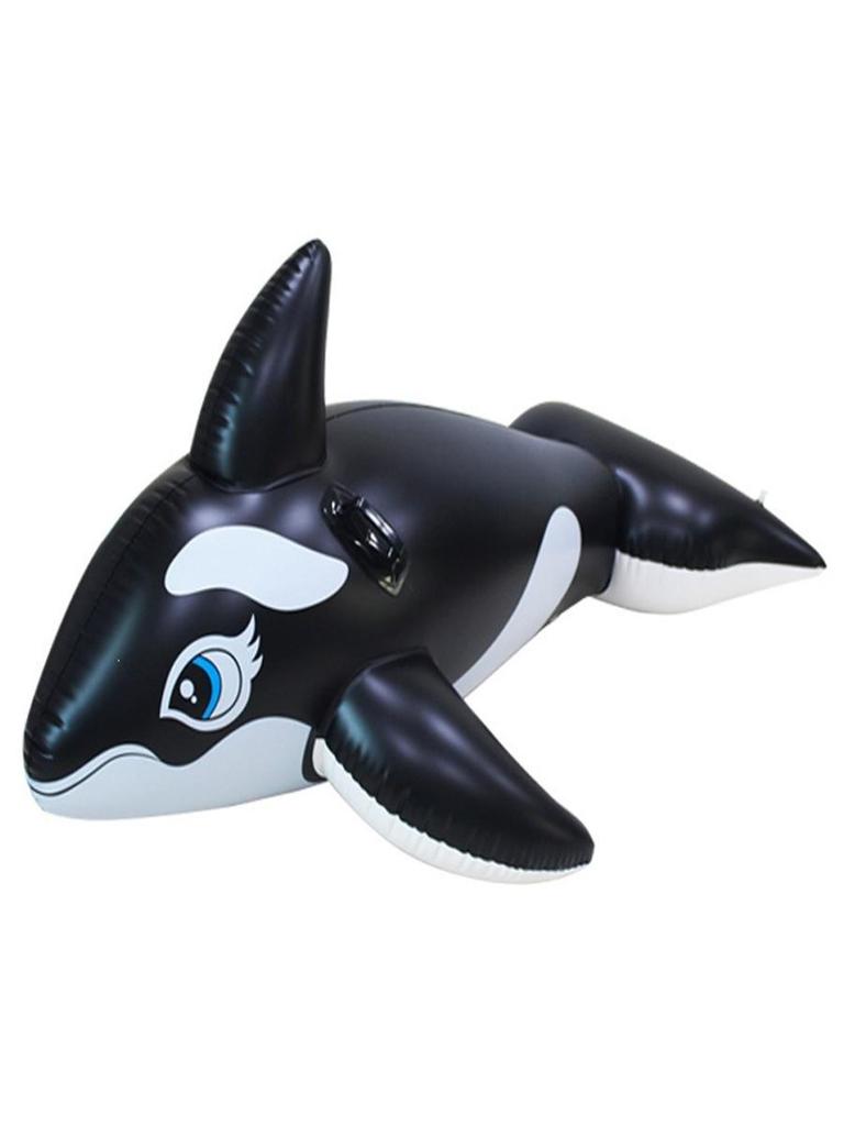 Cross Black Whale Inflatable Water Toy - PVC Floating Raft Bed for Children's Swimming and Sea Play