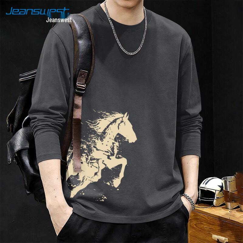 Jeanswest Men s Ink Splash Horse Print Long Sleeve T-Shirt 3XL