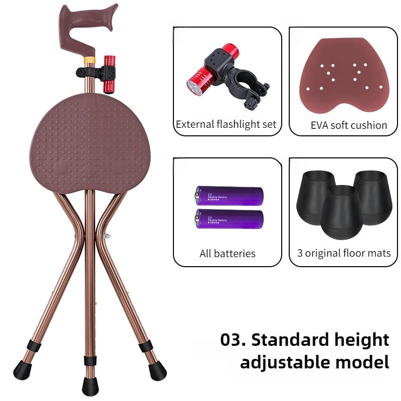 Adjustable Multifunctional Aluminum Alloy Crutch Portable Walking Assistant Lightweight Elder Cane Stool