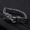 Bracciale Testa di Lupo Vichingo per Uomo Catena Spessa in Acciaio Inossidabile Gioielli Retro in Titanio