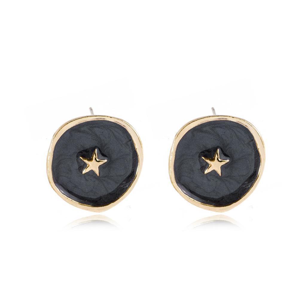 Modische Halskette mit Tropfenanhänger aus Legierung, Öl, Herz, Mond und Blitz, elegant, süß, rund, Partyschmuck für Damen, Geschenk