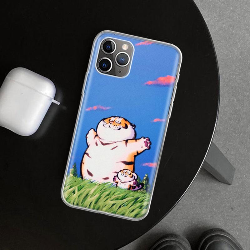 Cartoon Fat Tiger Phone Case Cover for iPhone 11 12 13 Mini 14 15 Plus 16 Pro Max 17 Air 7 8 + SE Art Customized Fundas 11 12 13
