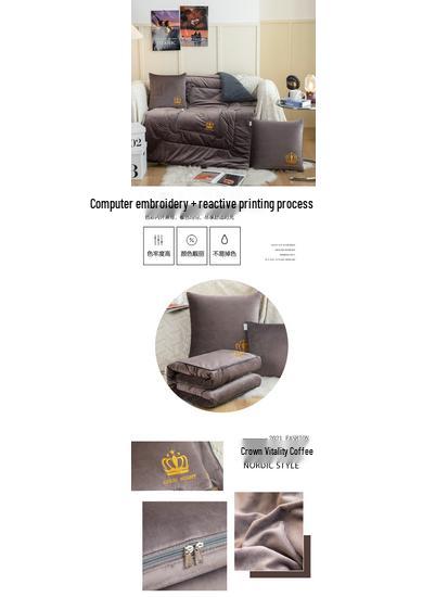 Modern Minimalist Double-Sided Embroidered Fleece Baby Throw Pillow Blanket 