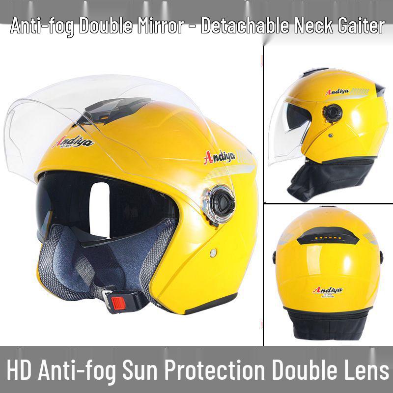 Universal All-Season Electric Helmet with Anti-Fog & Warmth, Dual Visors, for Men & Women
