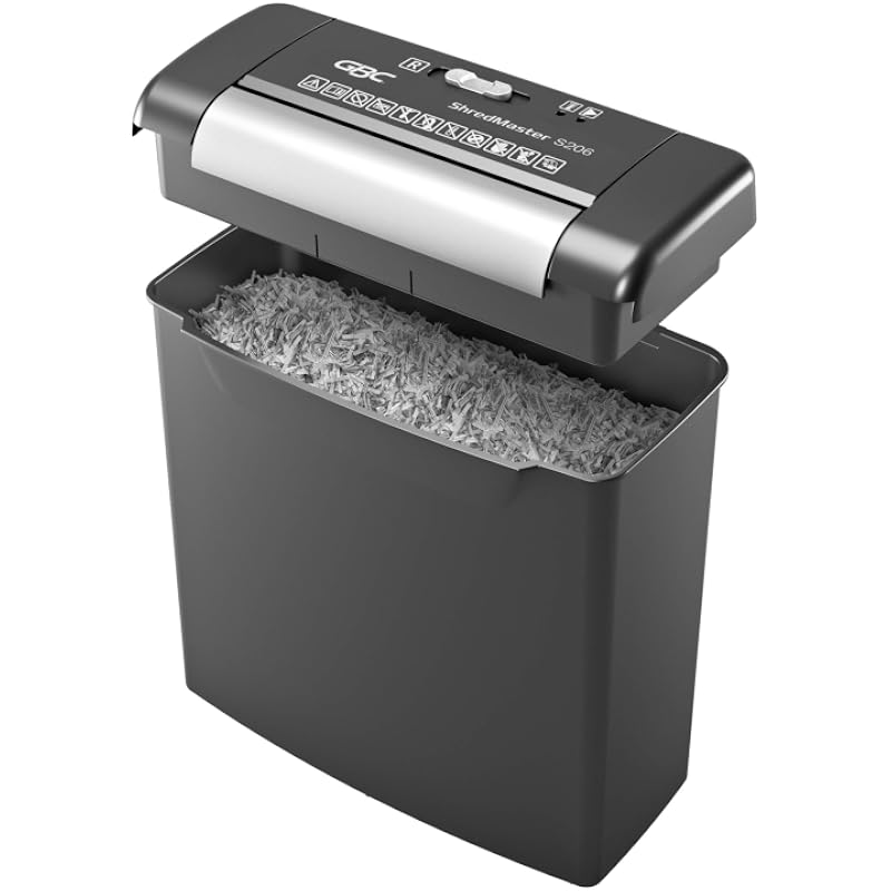 Gbc Shredmaster S206 Paper Straight Cut Personal/Home Office Shredder With 7 Sheet Capacity And 9L Bin For Internal Docu