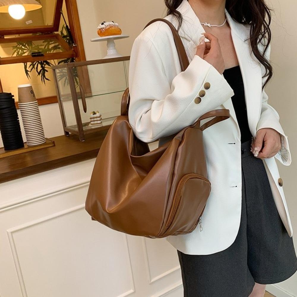 PU Leather Crossbody Bag Solid Color Women's Backpack Hobo Bag Single Shoulder Bag Men