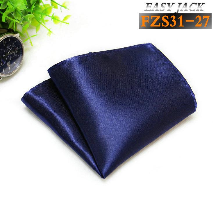 Solid Color Glossy Faux Silk Pocket Square with Printed Edging
