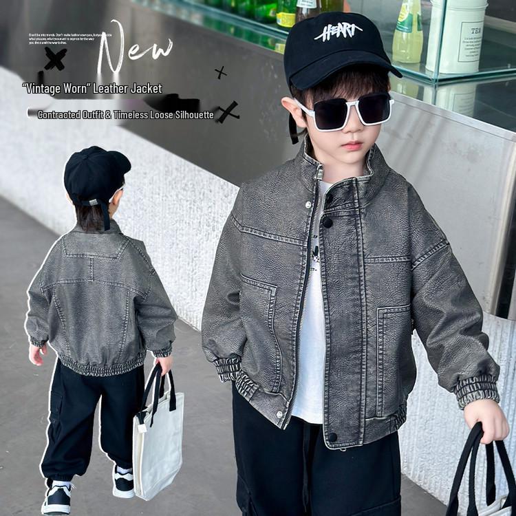 2026 Koreanische Retro Leder Jungen Warme Reißverschlussjacke - Trendiges Frühling/Herbst Marken Design
