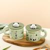 Kompakter Panda Süße Tasse Büro Keramiktasse mit Deckel Hochwertiges Set Zuhause Wasserbecher Anime Tasse Langlebig Langlebig Nützlich