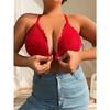 Women Plus Size Lace Y Shaped Adjustable Thin Straps Push Up Gathering Bra