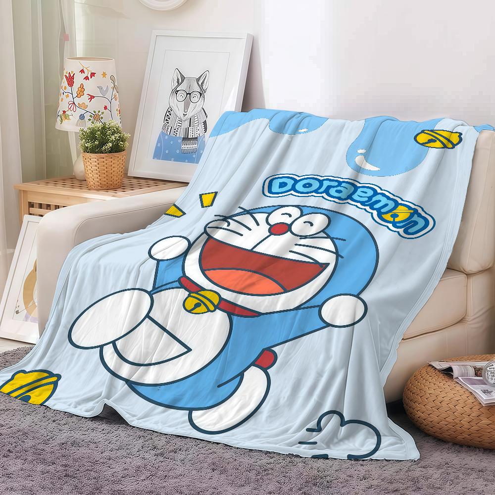 Cute Cartoon Anime D-Doraemon Blanket Warm And Soft Suitable For Bedroom Living Room Sofa Bed Office Travel Camping
