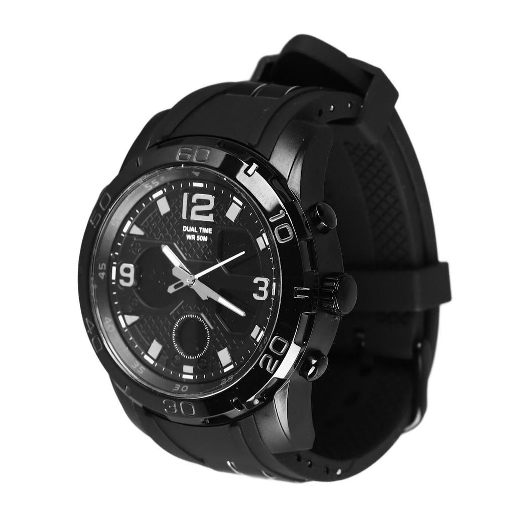 Men Digital Sports Watch Dual Dial Dual Time Display 50m Waterproof Multifunction Electronic Watch for Outdoor Use Black