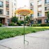 Sunflower Bird Feeder Bath for Outdoor Metal Flower Bee Watering Station with Stake Decorative Butterfly Pollinator Feeder Tray for Yard Lawn Patio
