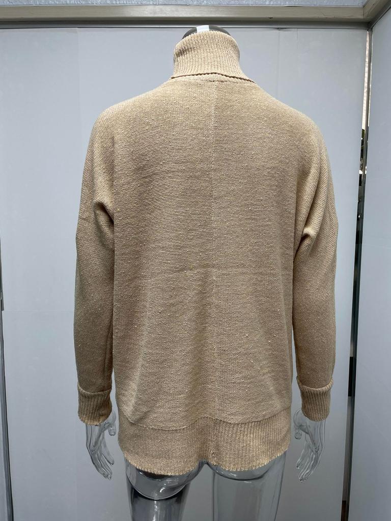 Pullovers Fashion High Neck Loose OL Commuter Knit Big Size Women Pullover Casual Long Sleeved Pullover Soft Elegant Basic Knitted Tops