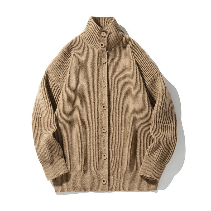 Japanese Style Men's Vintage Turtleneck Cardigan Sweater Autumn Winter Casual Relaxed Solid Knitwear