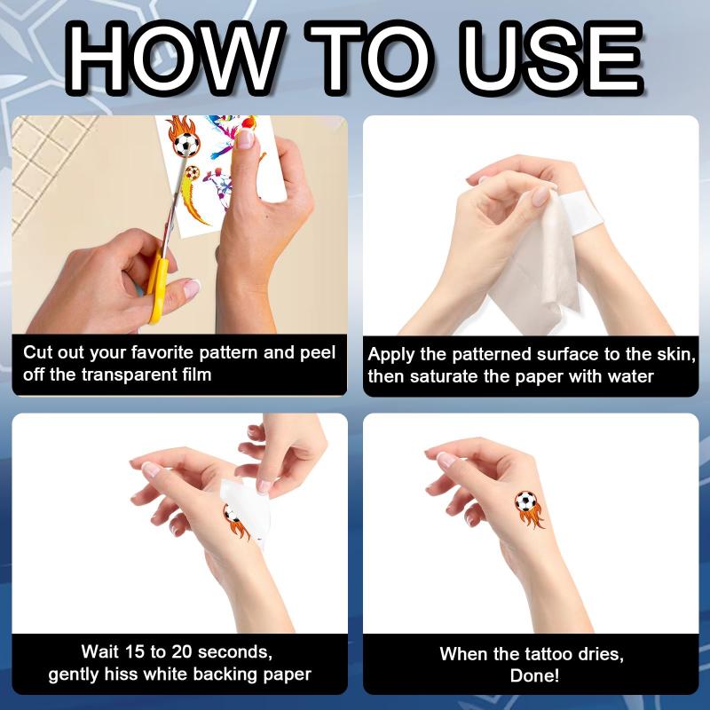 10PCS Soccer Temporary Tattoos Glow in the Dark Waterproof Luminous Fake Tattoo Body Stickers for Football Tournament Fans