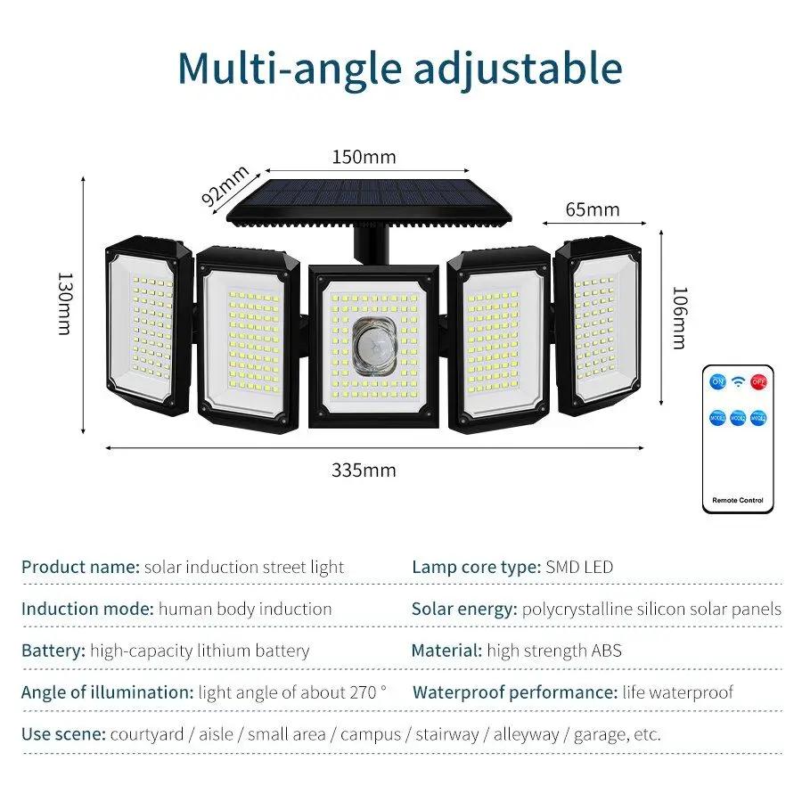 Outdoor Solarleuchte 300 LED Gartenlicht LED Bewegungssensor Hofwandleuchte Wasserdicht Starker Solar verstellbarer Scheinwerfer