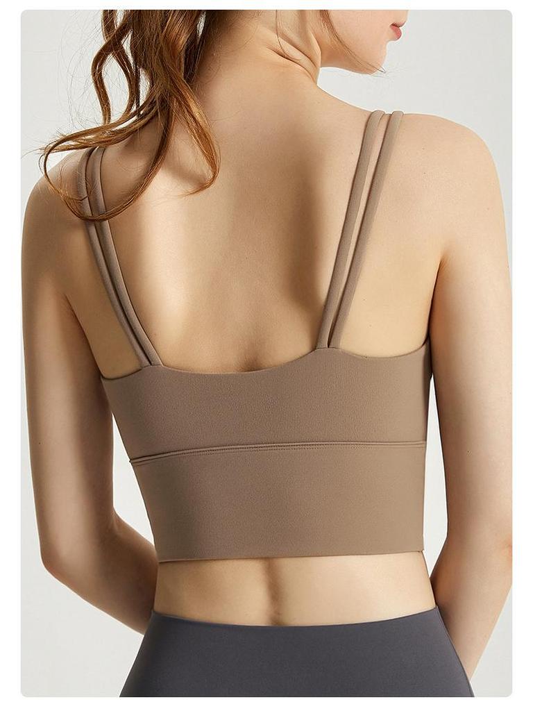 Chuandon Shockproof Spaghetti Strap Sports Bra with Integrated Cloud-Feel Chest Pad