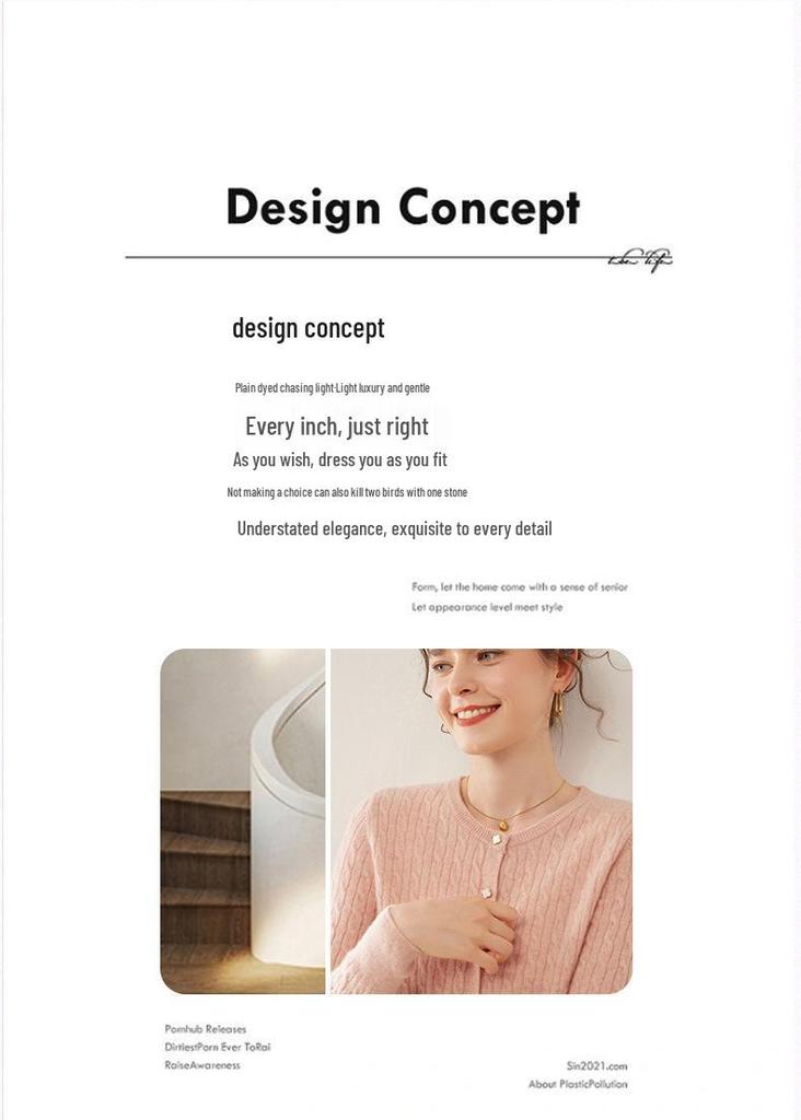 Women's Cashmere Cable Knit Round Neck Cardigan - Autumn/Winter Fashion Versatile Style.