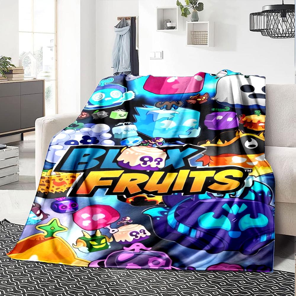 Coperta Stampata Tema Blox Fruits - Perfetta per Divano, Letto, Viaggio e Uso Esterno | Lavabile in Lavatrice, Accogliente e Durevole.