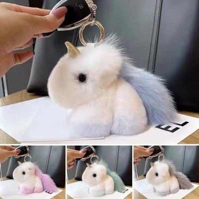 Keychain Pendant Imitation Mink Fur Horse Charm Soft Fabric Keyring Pendant Backpacks Handbags Accessories
