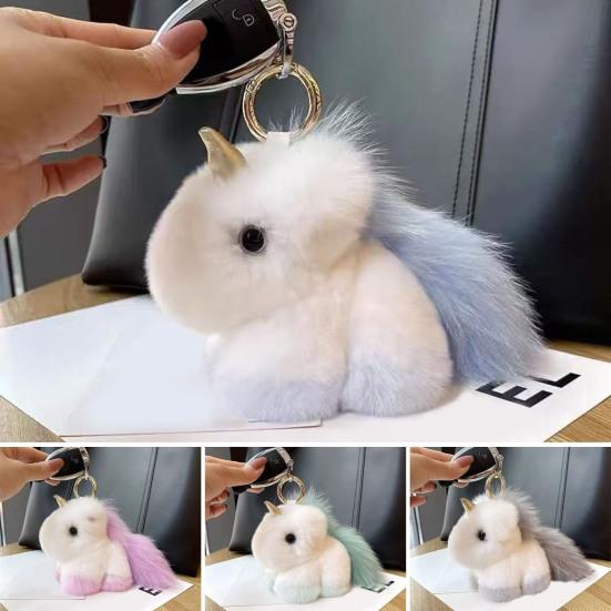 Keychain Pendant Imitation Mink Fur Horse Charm Soft Fabric Keyring Pendant Backpacks Handbags Accessories