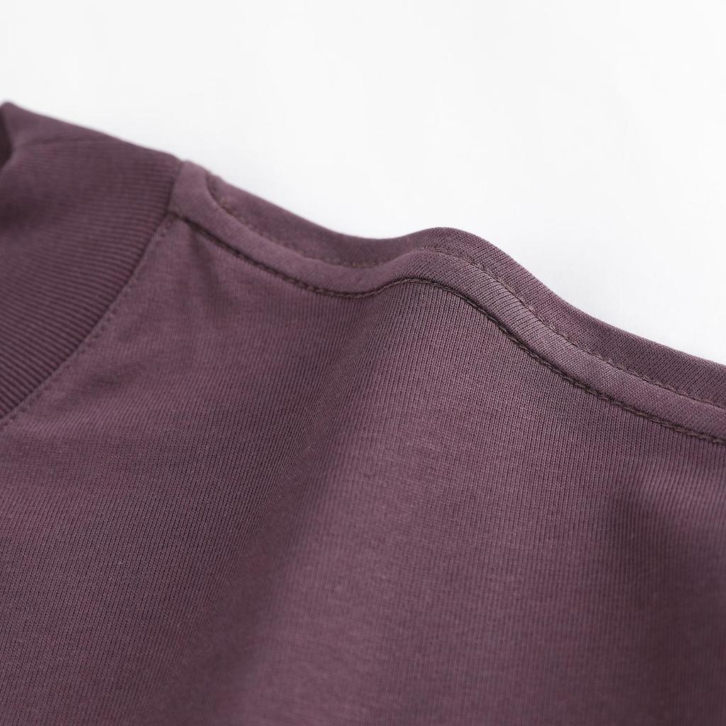 Heavyweight Unisex Solid Color Small Collar Crew Neck Loose Fit T-shirt