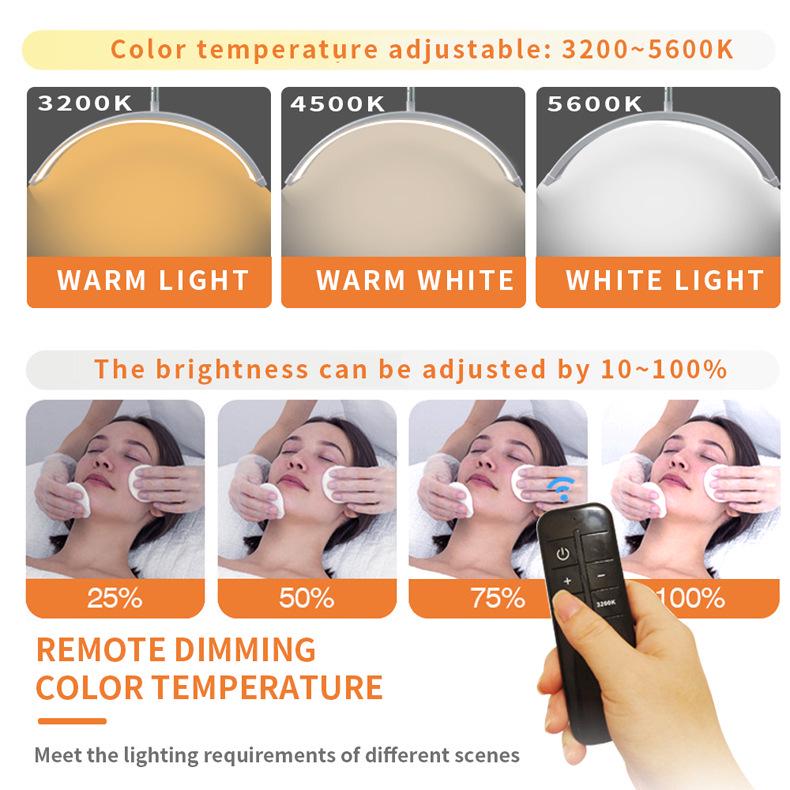 23-Inch Gold Cantilever Half-Moon Lamp, 36W, 3 Color Modes for Eyebrow, Tattoo, Manicure, U-Shaped Eyelash Extension