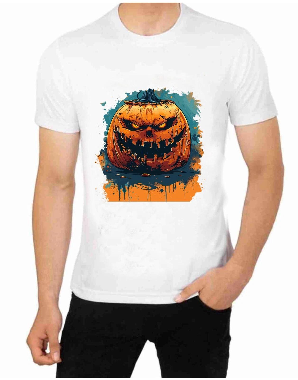 Pumpkin Face Death Horror Fearsome Art Scary Halloween art T-Shirt S