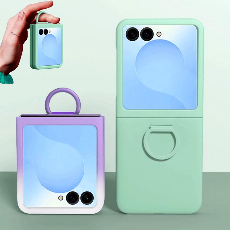 Thin Finger Ring, Skin Feel, Large Window Design Phone Case For Samsung Z Flip 7 Galaxy Z Flip7 Fe Flip 6 5 Camera Protect Cover