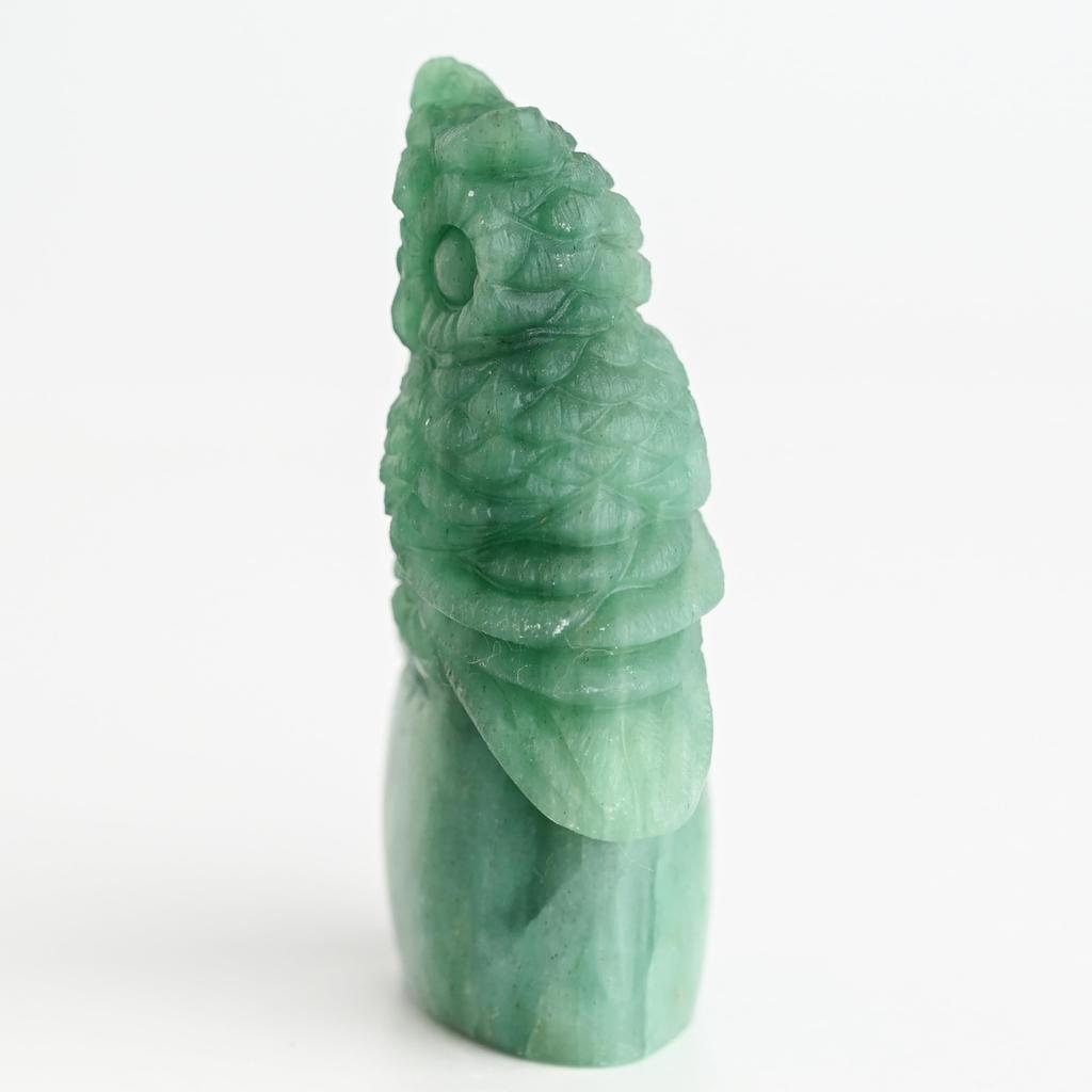 Natural Stone Aventurine Owl 71mm Interior Good Green Sculpture, Tall, One-of-a-Kind, Hand-Carved, Decor, Fortune, Wisdom, Healing, Stone,