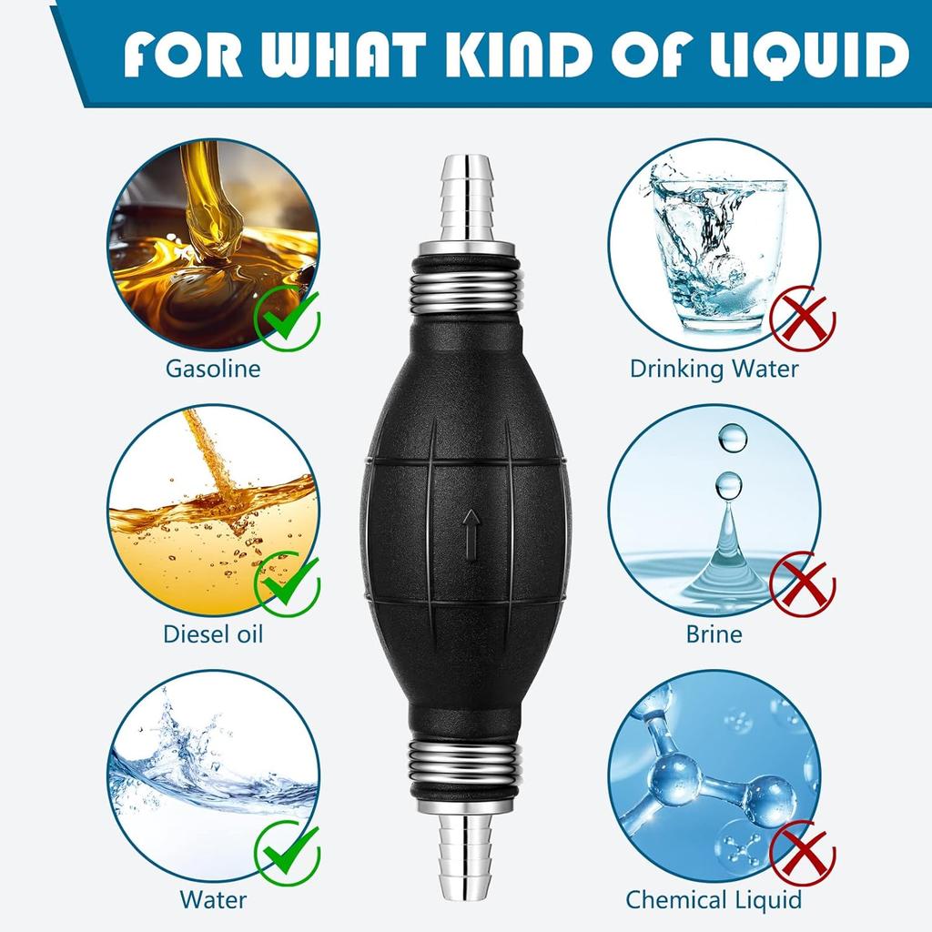 BBTO 4 Pieces Black Primer Bulb Rubber Fuel Pump Transfer Vacuum Fuel Primer Bulb Marine Gas Siphon Hand Pump Outboard Line For Petrol Marine Boat