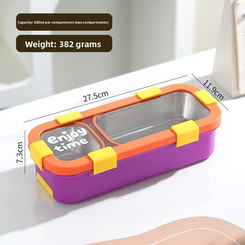 Stainless Steel Bento Box With Divided Compartments For Office And School Use