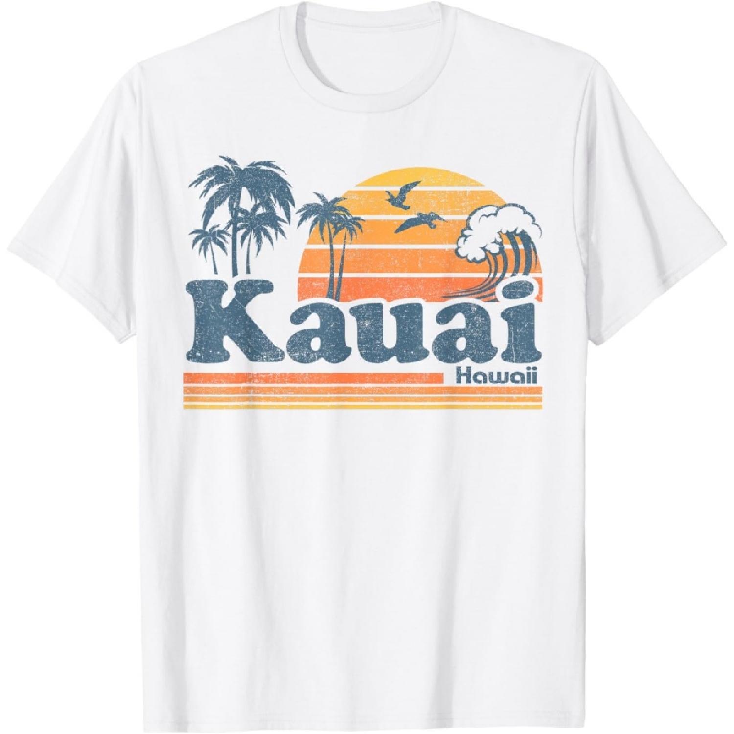 Кауаи Гавайи Винтажная Пляжная Летняя Серфинг 70-е Ретро Гавайская Футболка S