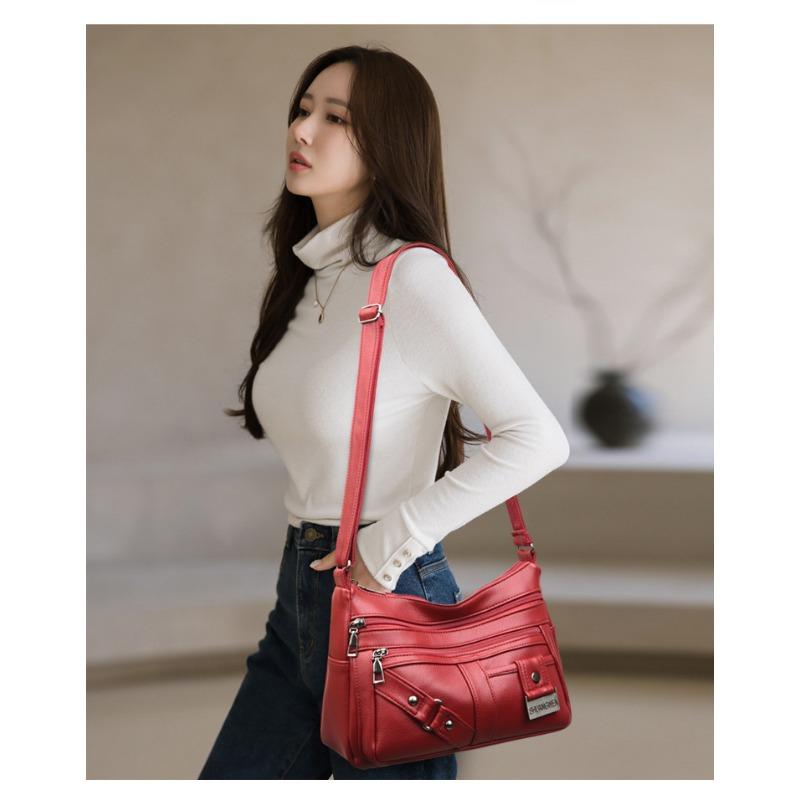 Soft Leather Large Capacity Multi Compartment Shoulder Bag