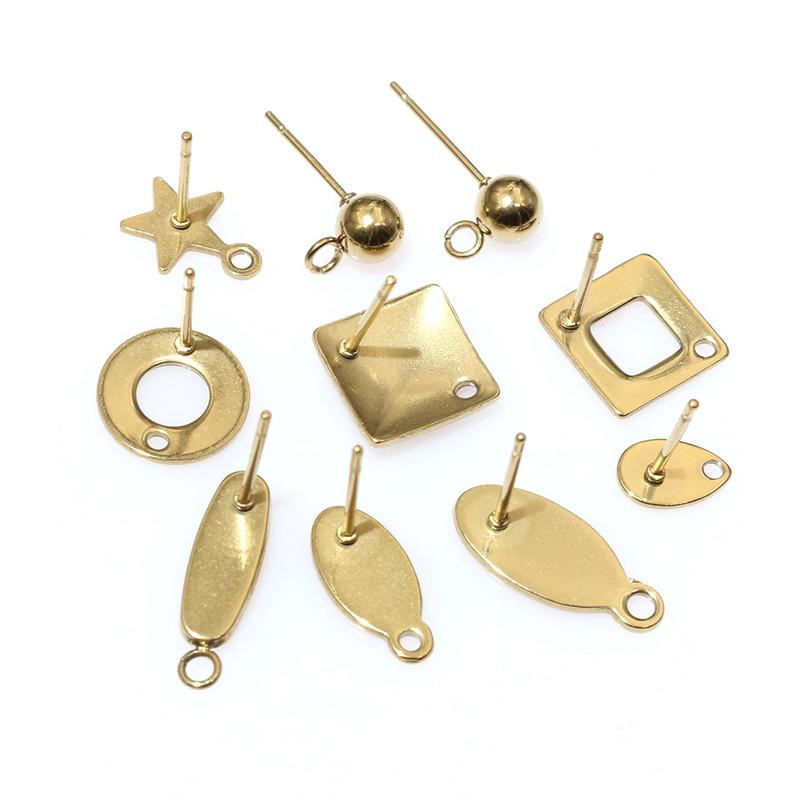 20pcs Craft Stud Earring Pins Stainless Steel DIY Earring Geometric Polygonal Earrings Posts Earring Jewelry Making Accessories