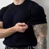 Camiseta Deportiva de Verano para Hombre Hilo de Punto Elástica Cuello O Ajuste Slim Color Sólido Manga Corta Jersey Entrenamiento Gimnasio Top de Entrenamiento